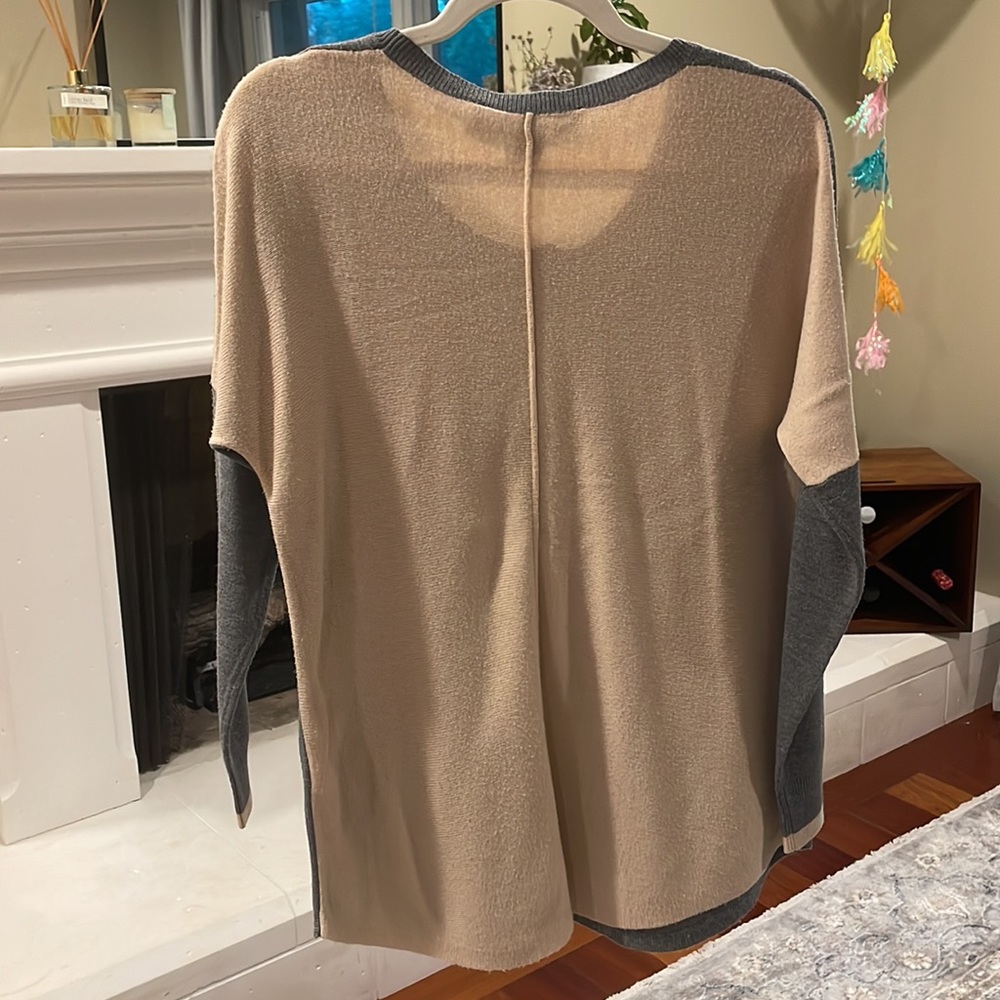French Connection Grey/Pink Colorblock Sweater - Picture 2 of 2